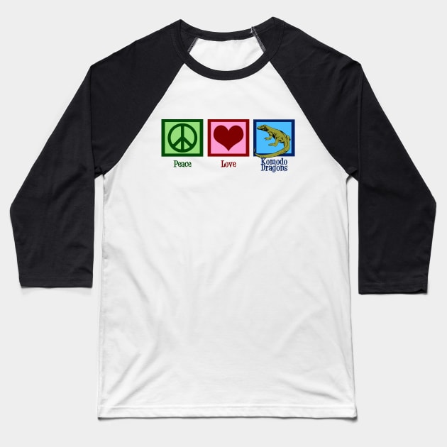 Peace Love Komodo Dragons Baseball T-Shirt by epiclovedesigns